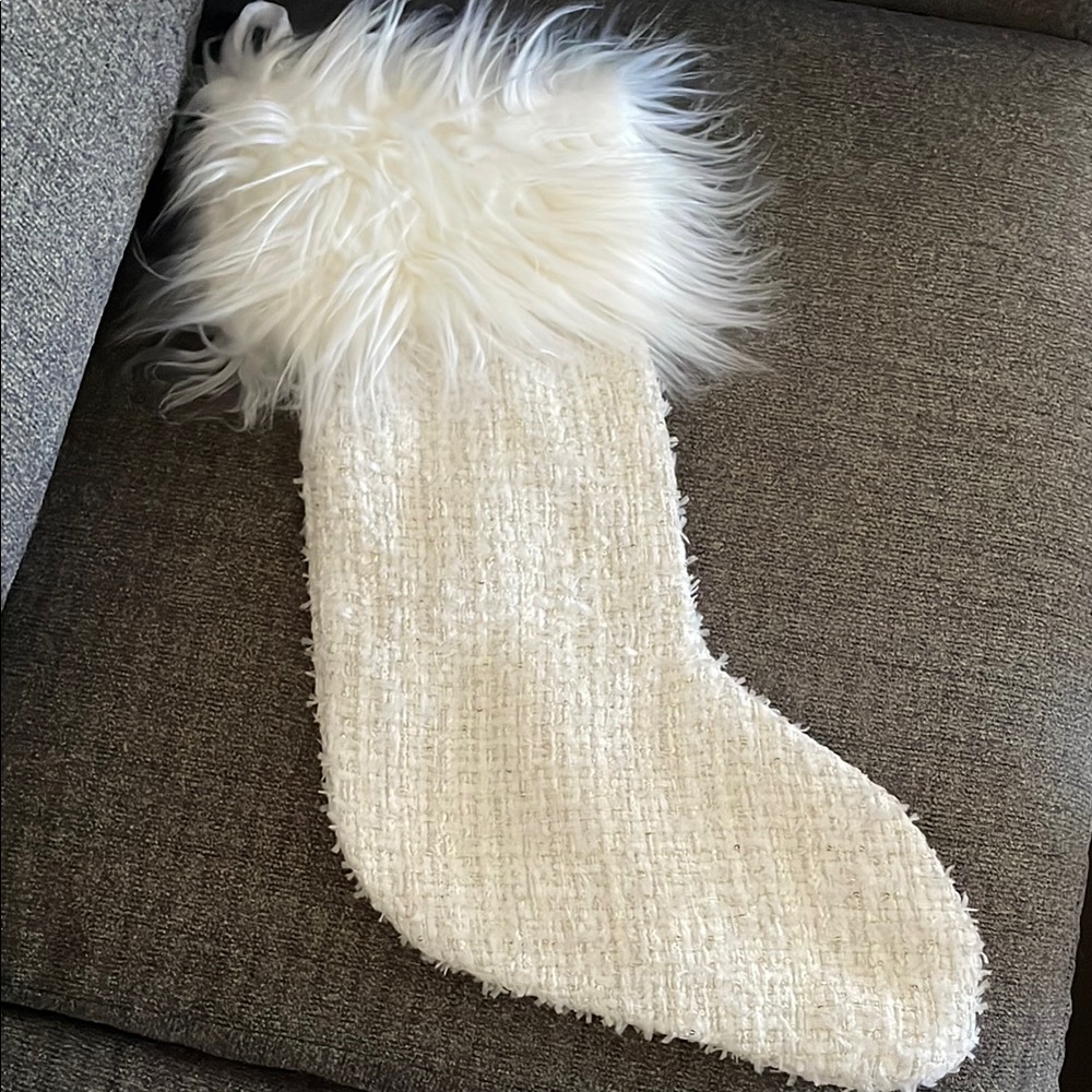 Rachel Zoe Cream Faux Fur Stocking